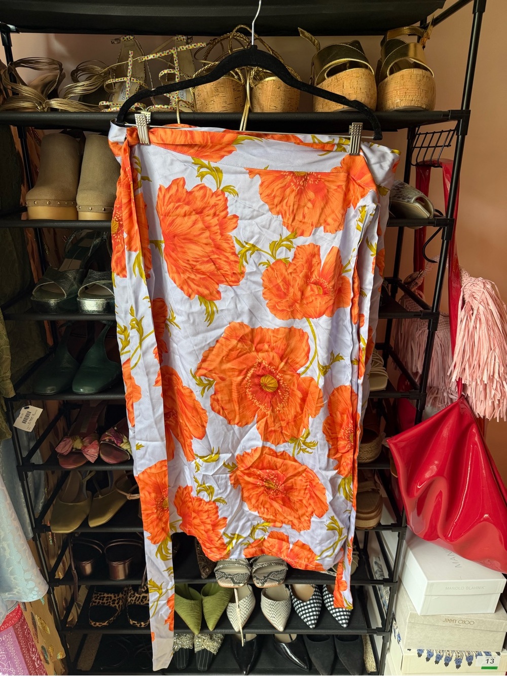 Never Fully Dressed Orange Floral Midi Skirt